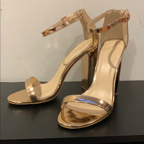 PrettyLittleThing Shoes - Gold; 4inches tall; size 6